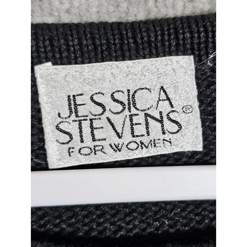 Vintage‎ Jessica Stevens Tunic Sweater Womens Size Medium Black Gold Beaded Art